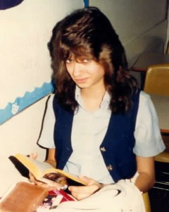 Me in 1987. Shy. Nose in book. Skinny arms. But at least by then I had contacts...
