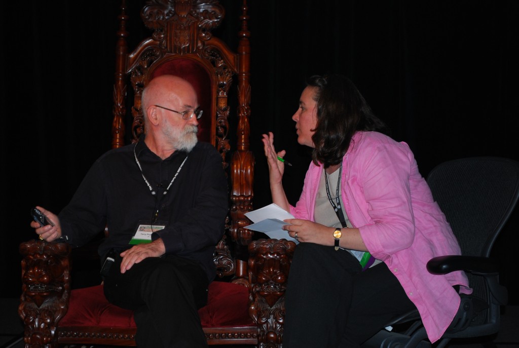 A photo I took at the 2009 convention: Terry preparing to be "interviewed" by his American adult editor, Jennifer Brehl. The questions she asked were ones sent in by attendees at the conference. Terry's responses were quite funny. 