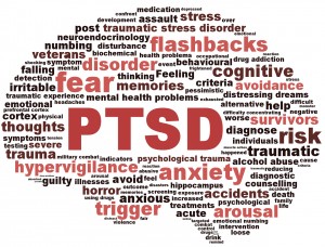 PTSD Post Traumatic Stress Disorder - Brain word