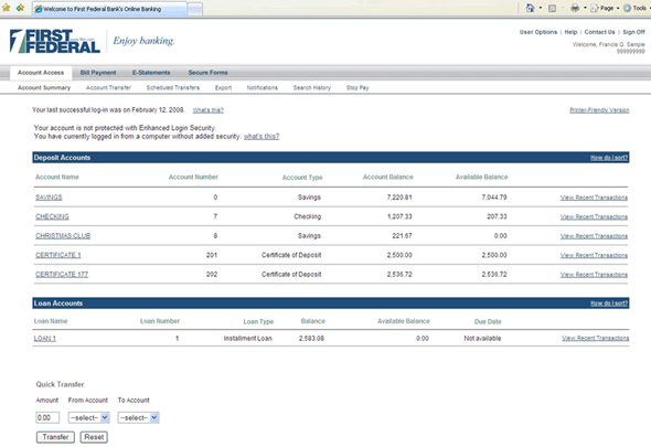 First Federal Bank Online Banking
