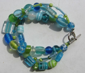 Sea Blue & Green Glass Bead Bracelet